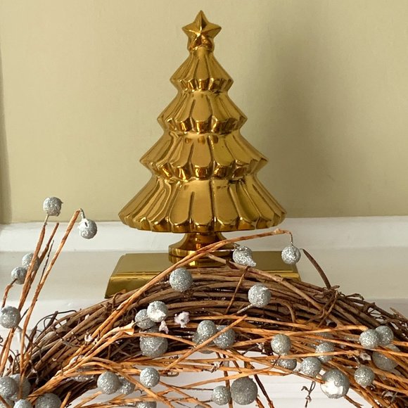 Gold-tone Christmas Tree Stocking Holder - Picture 1 of 16
